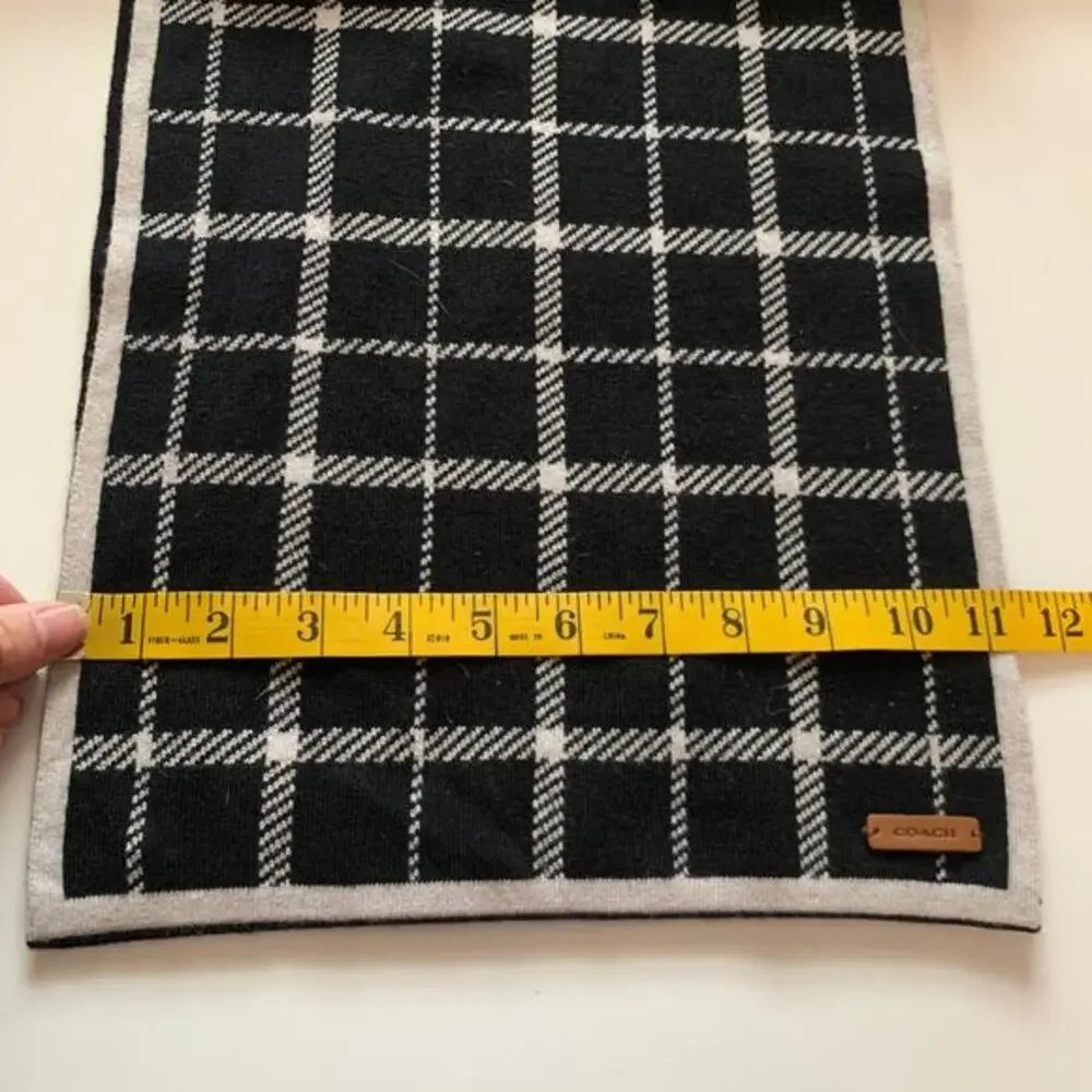 COACH Scarf Vintage Reversible Wool Wrap UniSex Neck Muffler Cozy Classic Demure